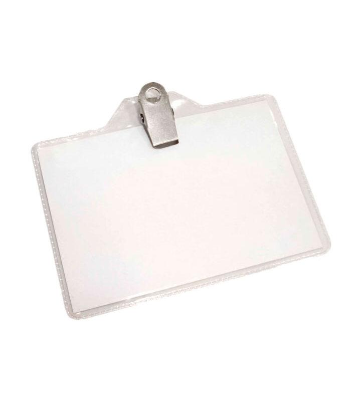 Crachá PVC 100mm X 70mm Abertura Lateral com Presilha com 50
