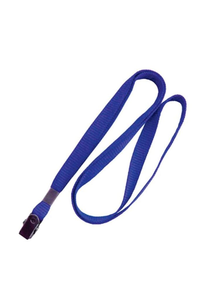 Cordão de Nylon para Crachá com Presilha 420mm Azul Royal com 10