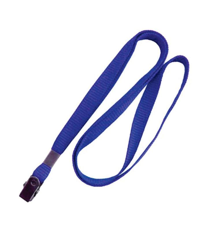 Cordão de Nylon para Crachá com Presilha 420mm Azul Royal com 10