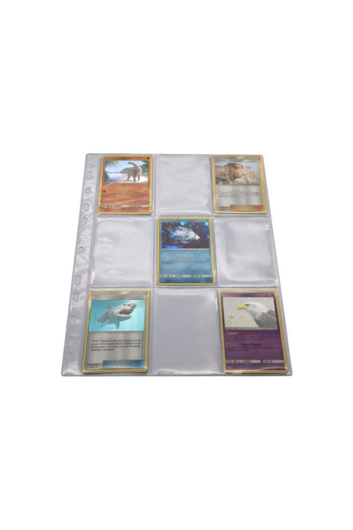 Refil para Albúm Porta Cards Figurinhas com 9 Bolsos Furação Universal com 10