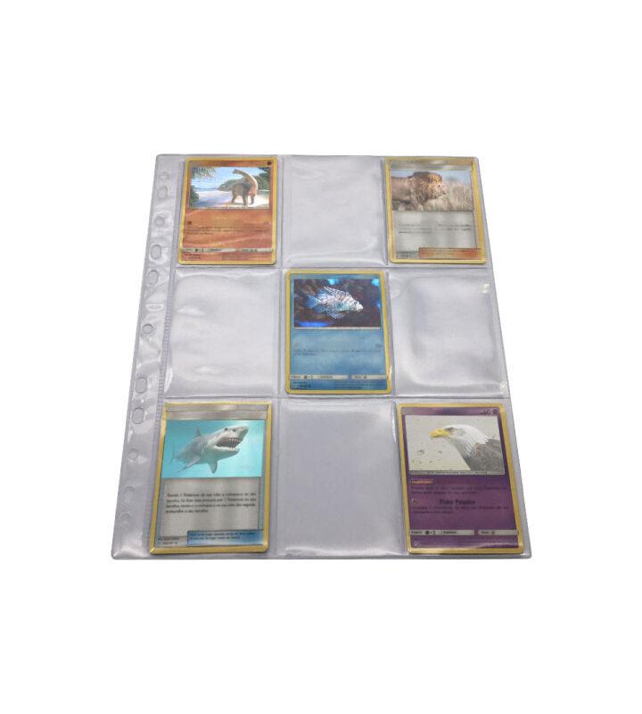 Refil para Albúm Porta Cards Figurinhas com 9 Bolsos Furação Universal com 10