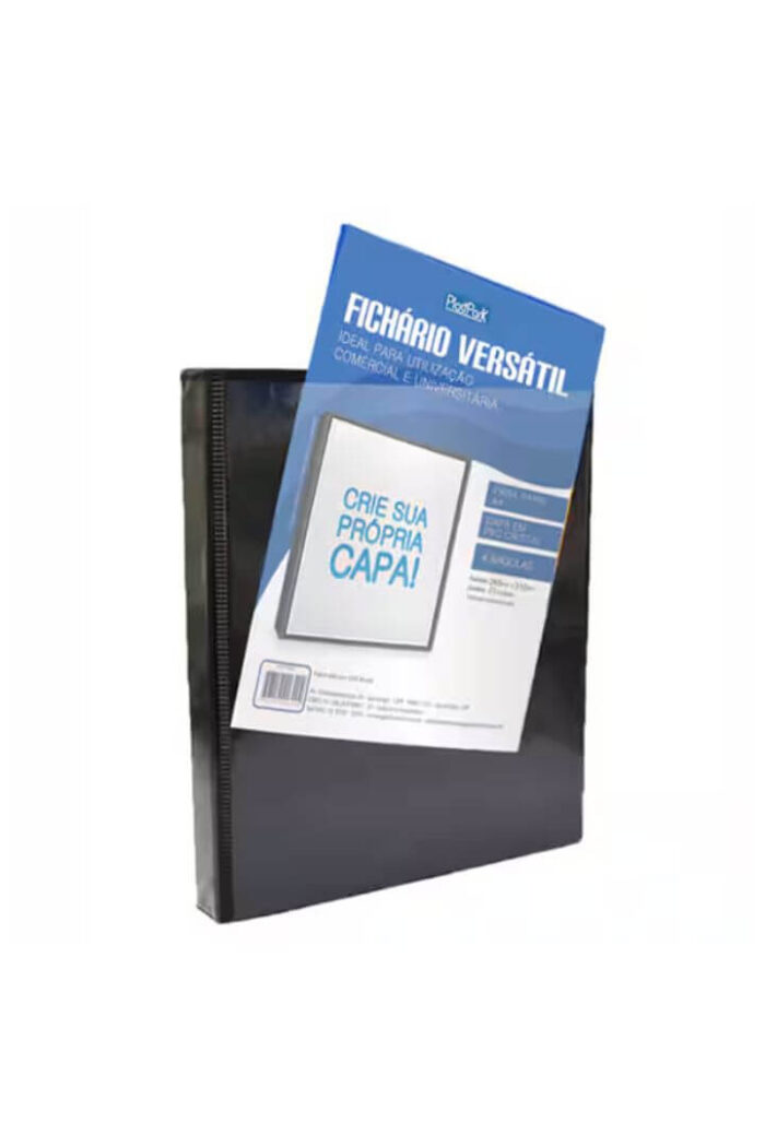 Fichário Personalizável A4 lombada 4 cm 4 Argolas para 240 Folhas Preto