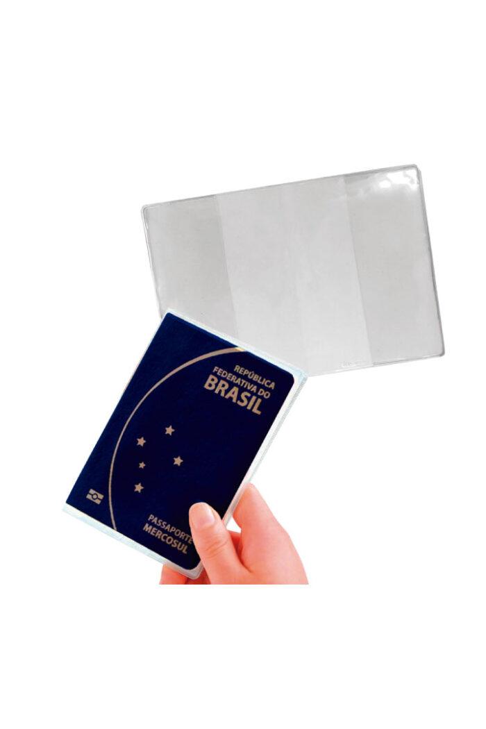 Protetor Documentos Passaporte PVC Cristal 130mm X 190mm com 3