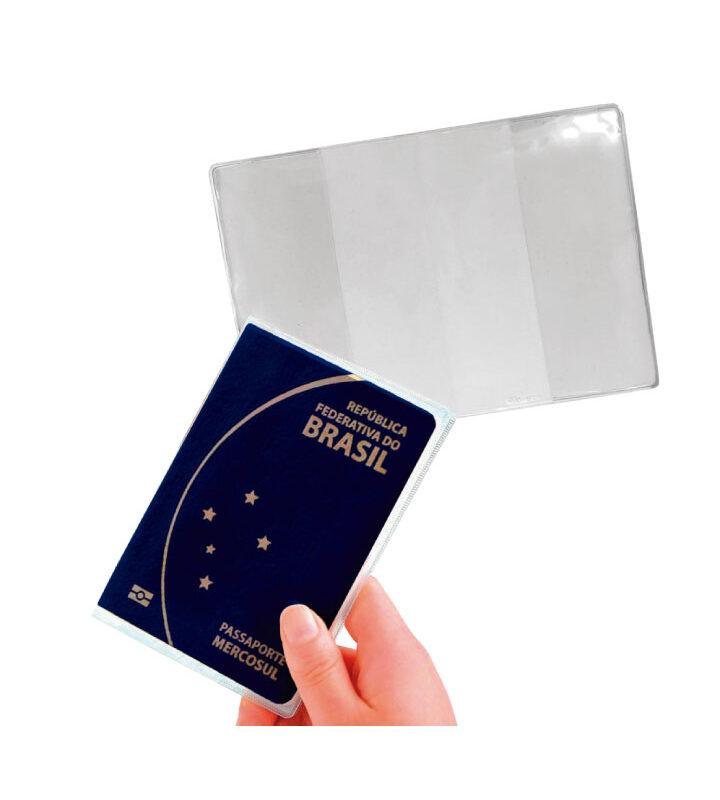 Protetor Documentos Passaporte PVC Cristal 130mm X 190mm com 3