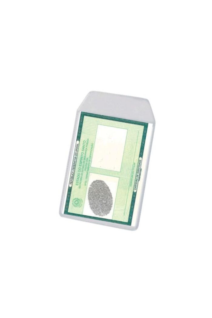 Protetor Documentos RG PVC Cristal 81mm X 110mm com Aba com 10