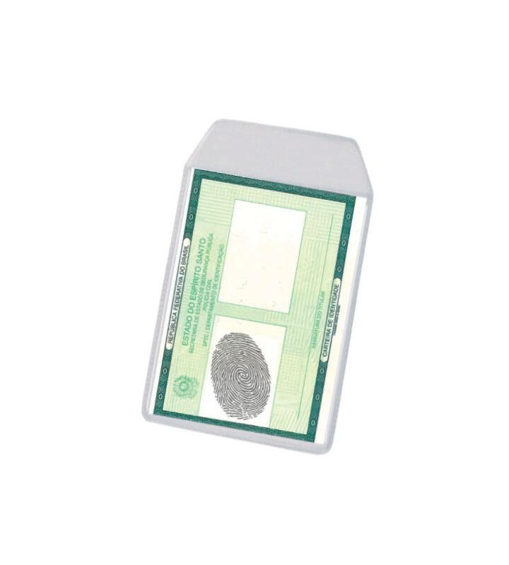Protetor Documentos RG PVC Cristal 81mm X 110mm com Aba com 10