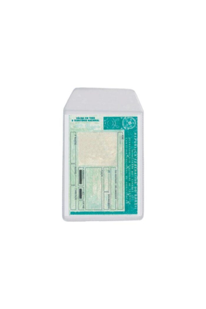 Protetor Documentos CNH PVC Cristal 65mm X 90mm com Aba com 10