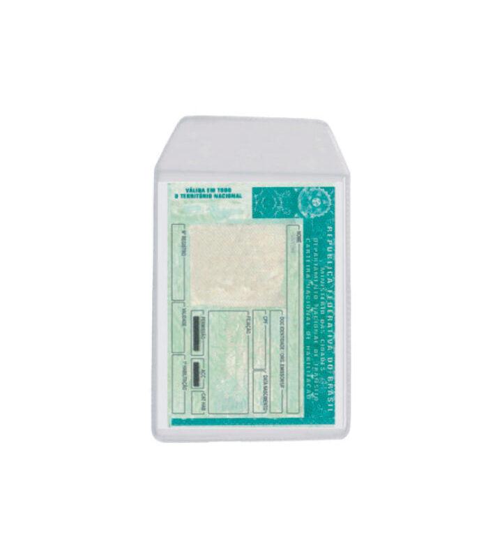 Protetor Documentos CNH PVC Cristal 65mm X 90mm com Aba com 10