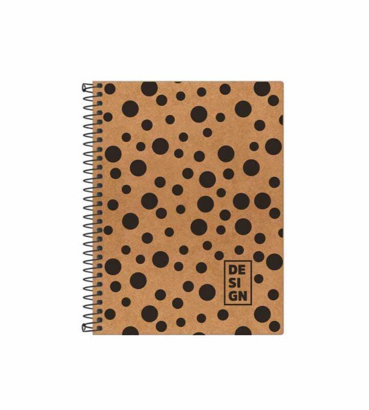 Caderno 1/4 200 Folhas Espiral Capa Flexivel Kraft