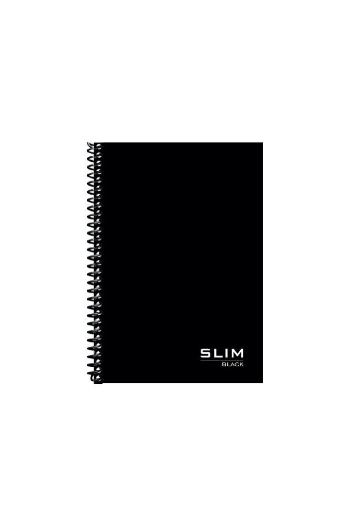 Caderno 1/4 80 Folhas Espiral Capa Dura Slim Black