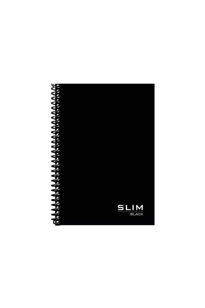 Caderno 1/4 80 Folhas Espiral Capa Dura Slim Black