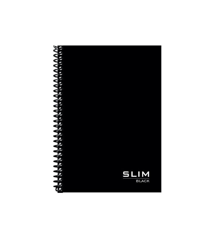 Caderno 1/4 80 Folhas Espiral Capa Dura Slim Black