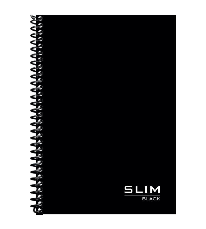 Caderno Universitário 1X1 80 Folhas Espiral Capa Dura Slim Black