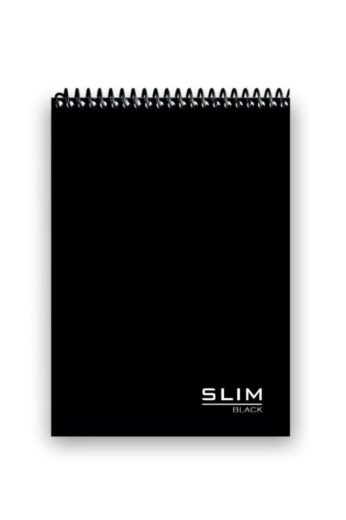 Bloco Universitário 80 Folhas Espiral Superior Capa Dura Slim Black