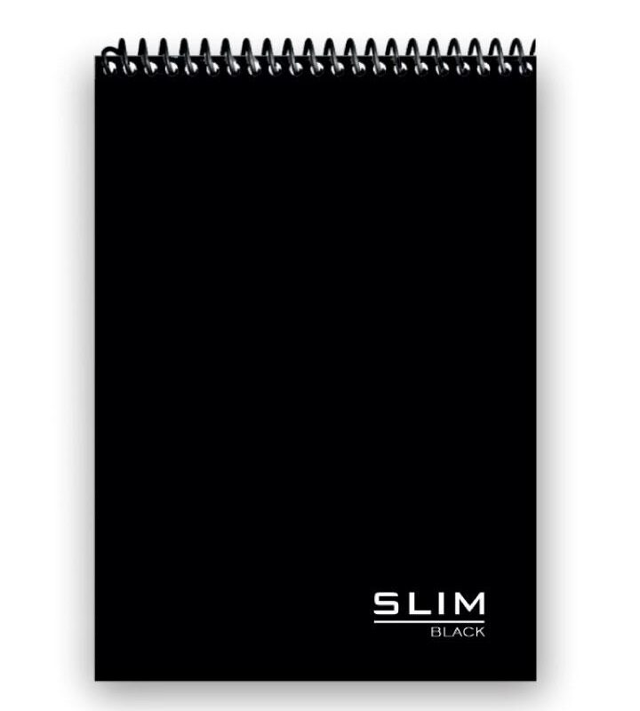 Bloco Universitário 80 Folhas Espiral Superior Capa Dura Slim Black