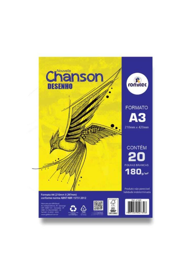 Bloco de desenho A3 com 20 Folhas 180 GSM 297mm X 420mm