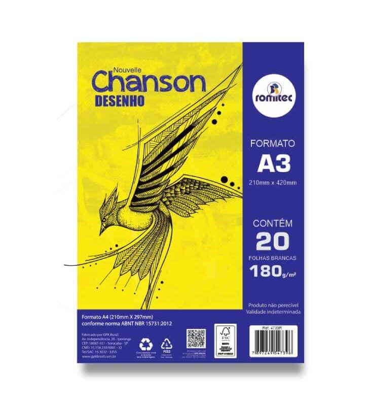 Bloco de desenho A3 com 20 Folhas 180 GSM 297mm X 420mm