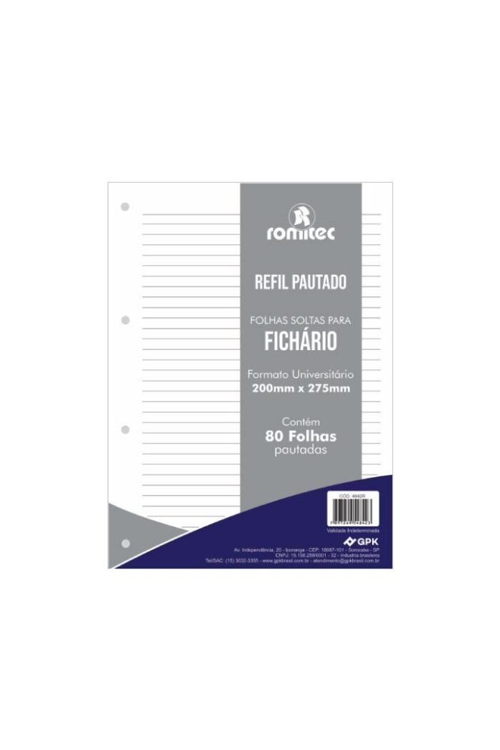 Refil Para Fichário Universitário Pautado 80 Folhas
