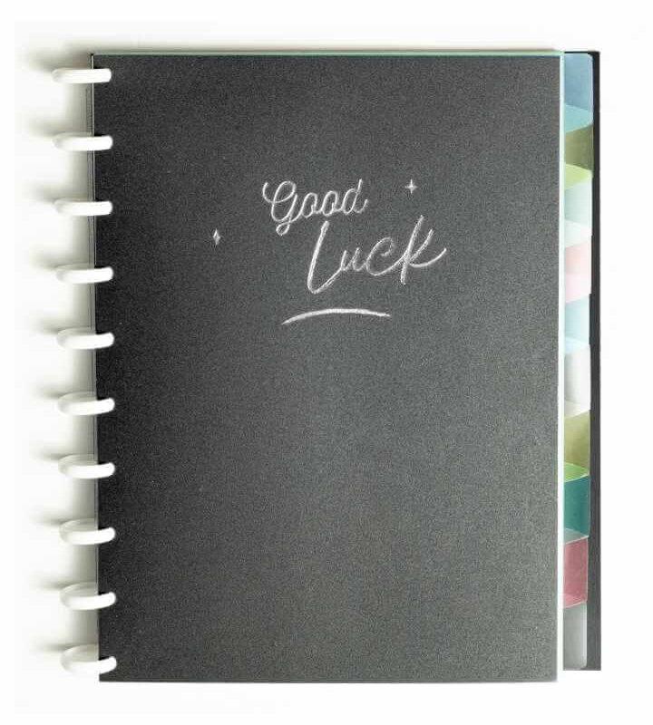 Caderno Universitário 50 Folhas Disco Capa PP com estojo régua e 10 divisórias Preto