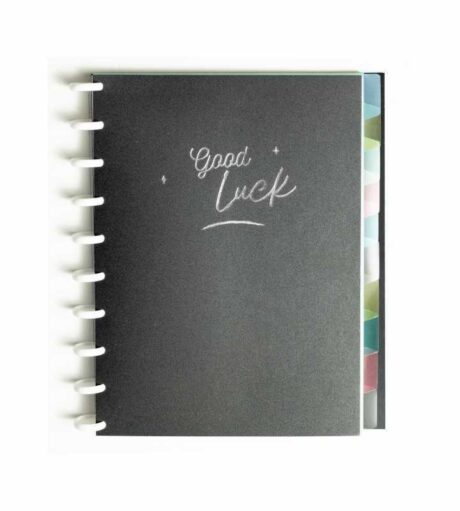 Caderno Colegial 50 Folhas Disco Capa PP com estojo régua e 10 divisórias Preto