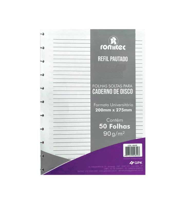 Refil Caderno de Disco Universitário 50 Folhas 90 GSM