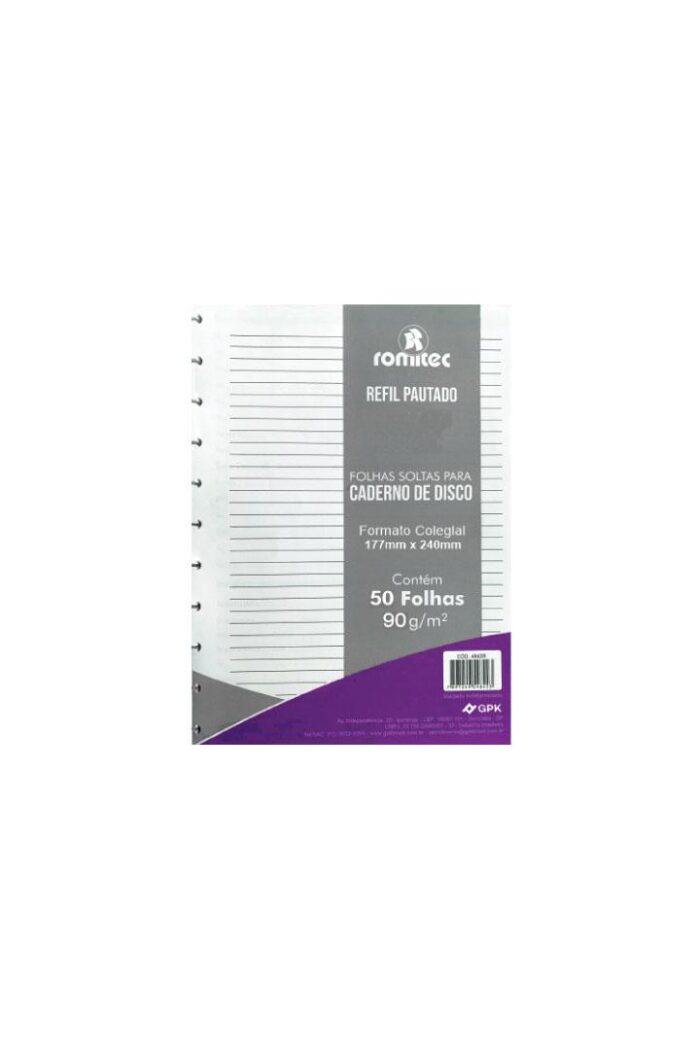 Refil Caderno de Disco Colegial 50 Folhas 90 GSM