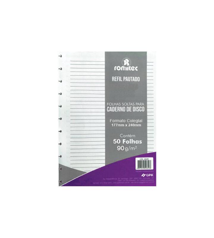 Refil Caderno de Disco Colegial 50 Folhas 90 GSM