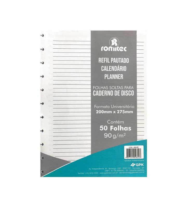 Refil Caderno Disco Universitário Planner 50 Folhas 90 GSM