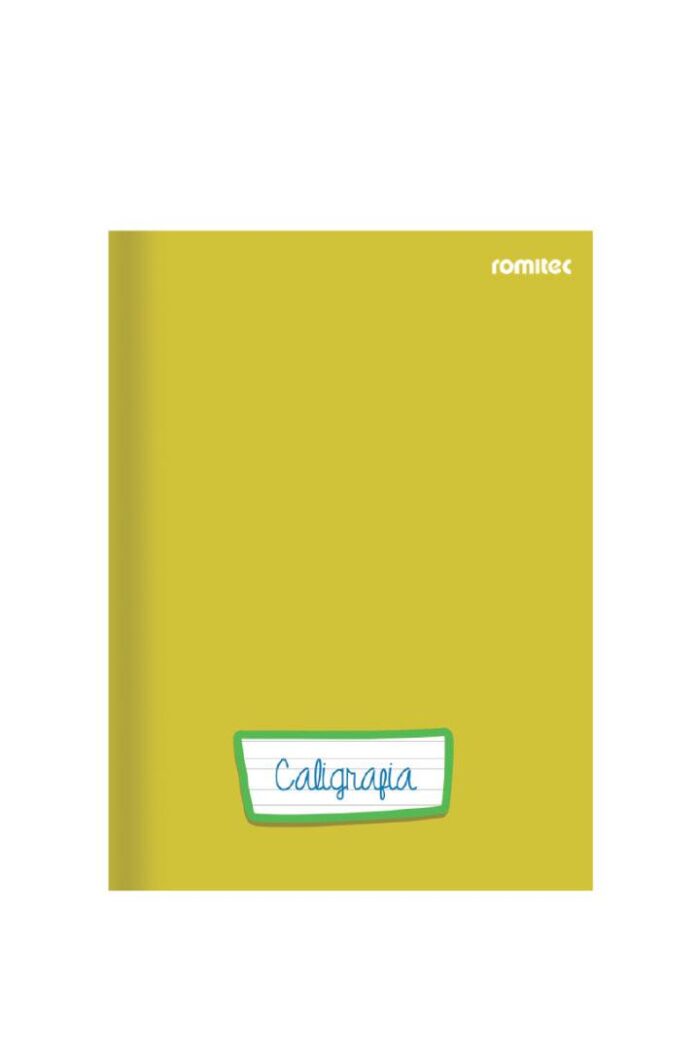 Caderno Caligrafia Universitário 96 Folhas Costurado Capa Dura Amarelo