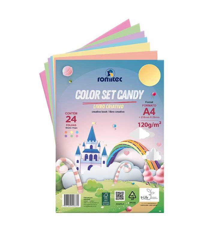 Livro Dobradura e Colorir Criativo Color Set Candy A4 120 Alta Gramatura com 24 Folhas