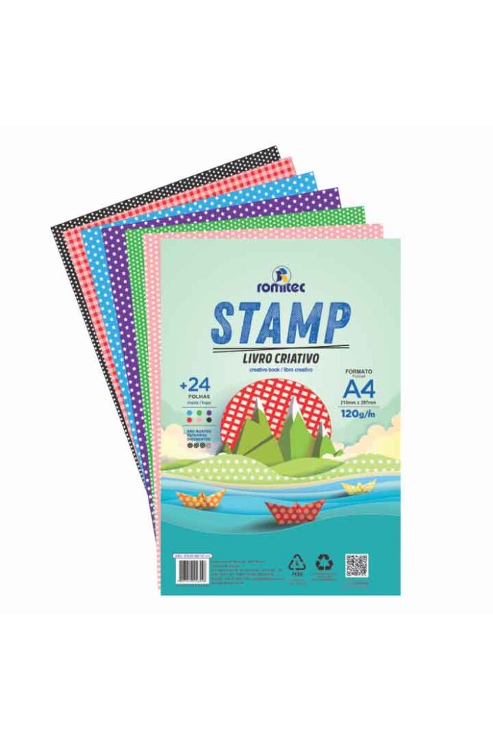 Livro Dobradura e Colorir Stamp A4 120 Alta Gramatura com 24 Folhas
