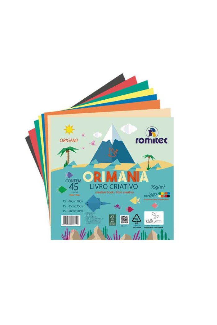 Livro Dobradura e Colorir Orimania Dupla Face 3 em 1 75 Média Gramatura com 45 Folhas