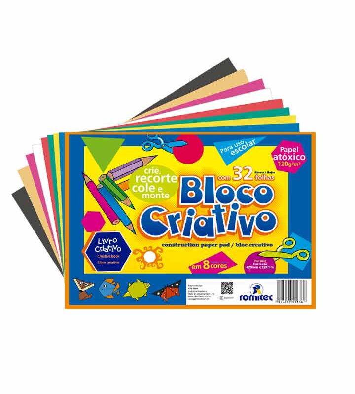 Livro Dobradura e Colorir Bloco Criativo 8 Cores A3 120 Alta Gramatura com 32 Folhas