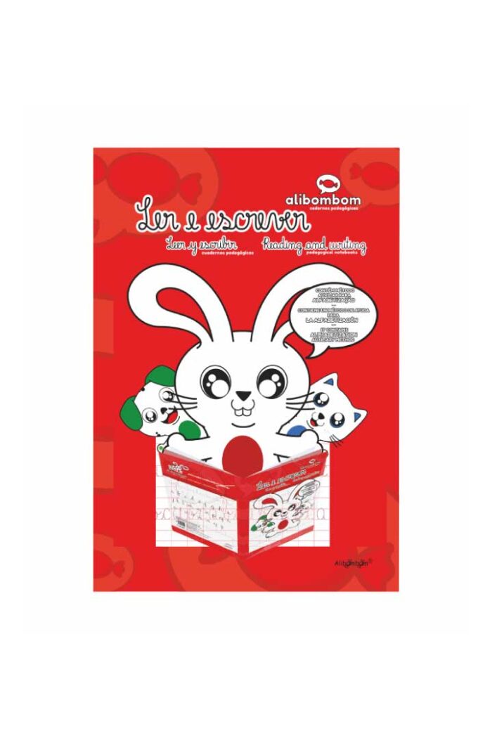 Livro Caderno Alibombom Pautas Numeradas 60 folhas Flexível 123X Vermelho
