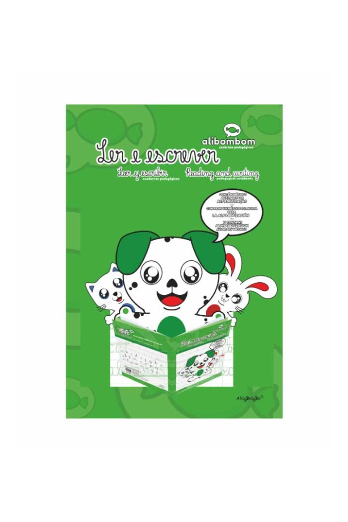 Livro Caderno Alibombom Pautas Numeradas 60 folhas Flexível 123 Verde