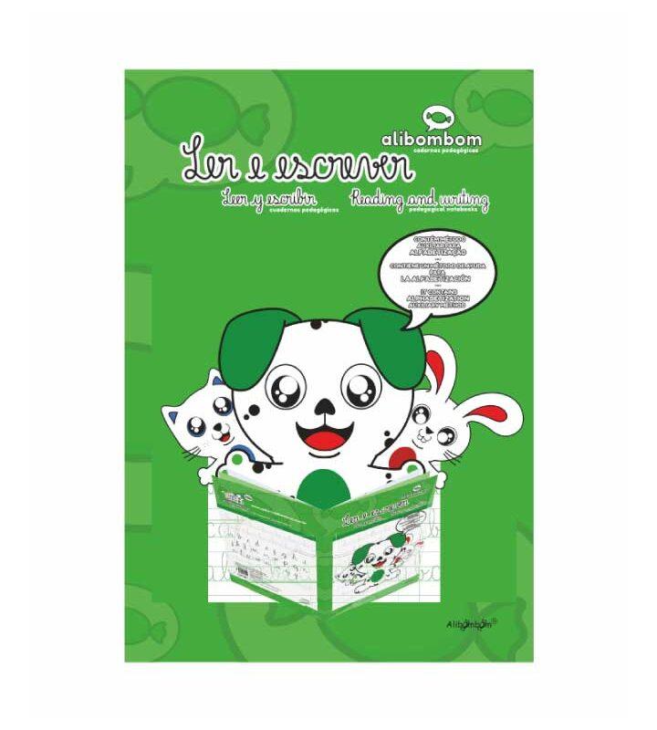 Livro Caderno Alibombom Pautas Numeradas 60 folhas Flexível 123 Verde