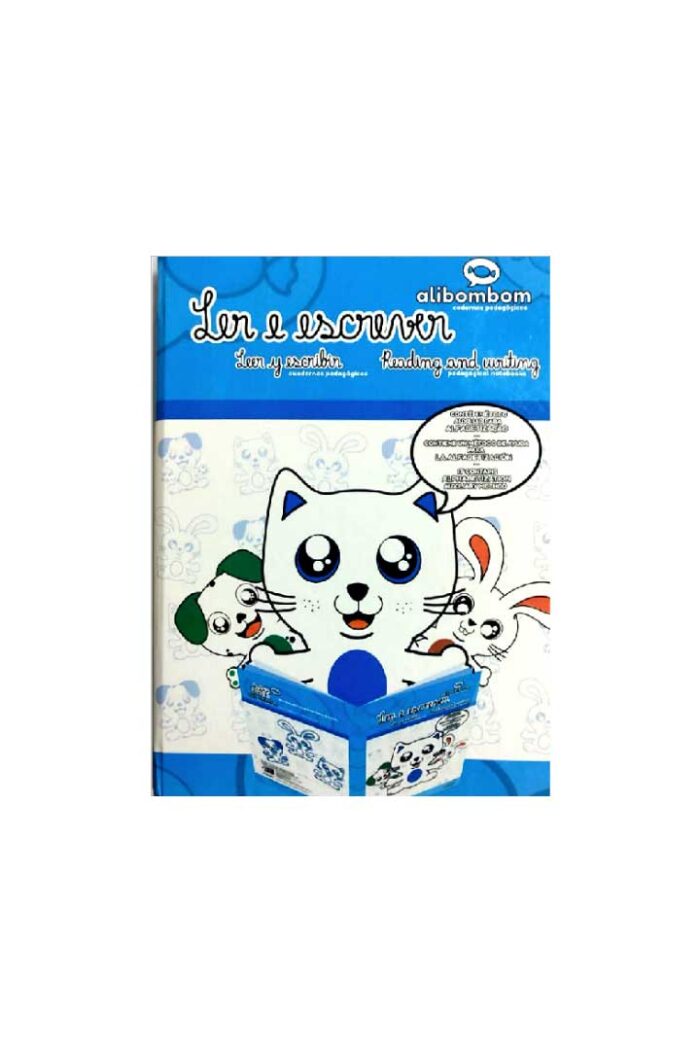 Livro Caderno Alibombom sem Pautas 80 Folhas Capa Dura Margeado Azul