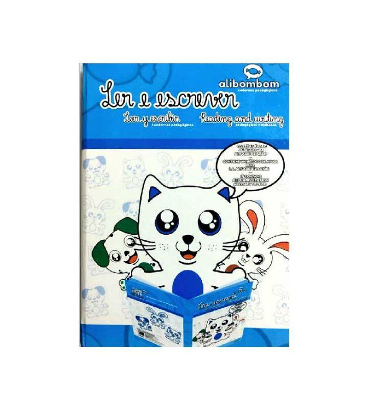 Livro Caderno Alibombom sem Pautas 80 Folhas Capa Dura Margeado Azul