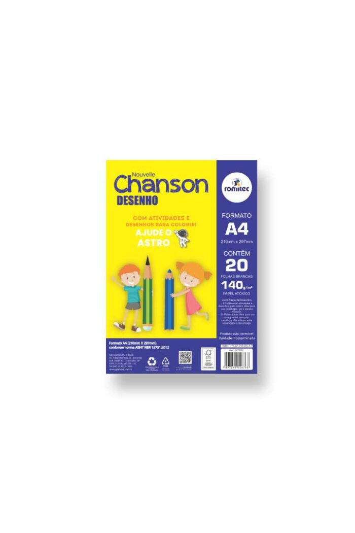 Livro Caderno Desenho A4 com 20 Folhas 140 GSM Branco