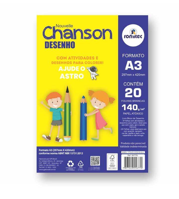 Livro Caderno Desenho A3 140 GSM com 20 Folhas Branco