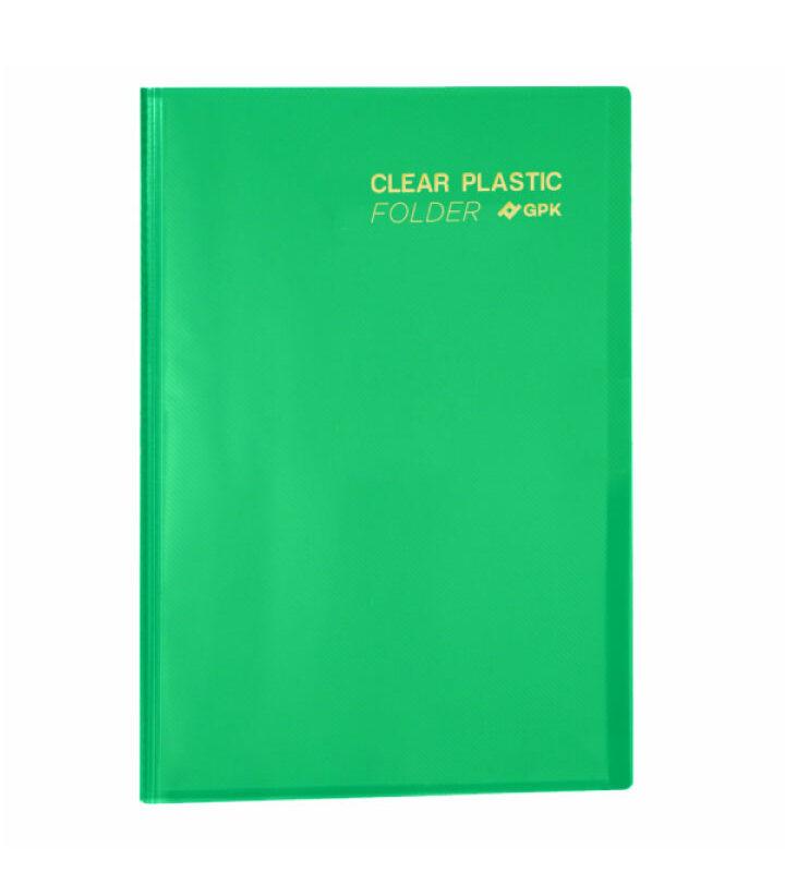 Pasta Catálogo PP A4 Clear Plastic Folder 20 Sacos Verde