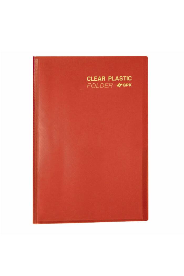 Pasta Catálogo PP A4 Clear Plastic Folder 20 Sacos Vermelho