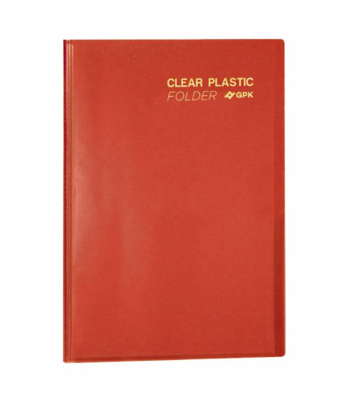 Pasta Catálogo PP A4 Clear Plastic Folder 20 Sacos Vermelho