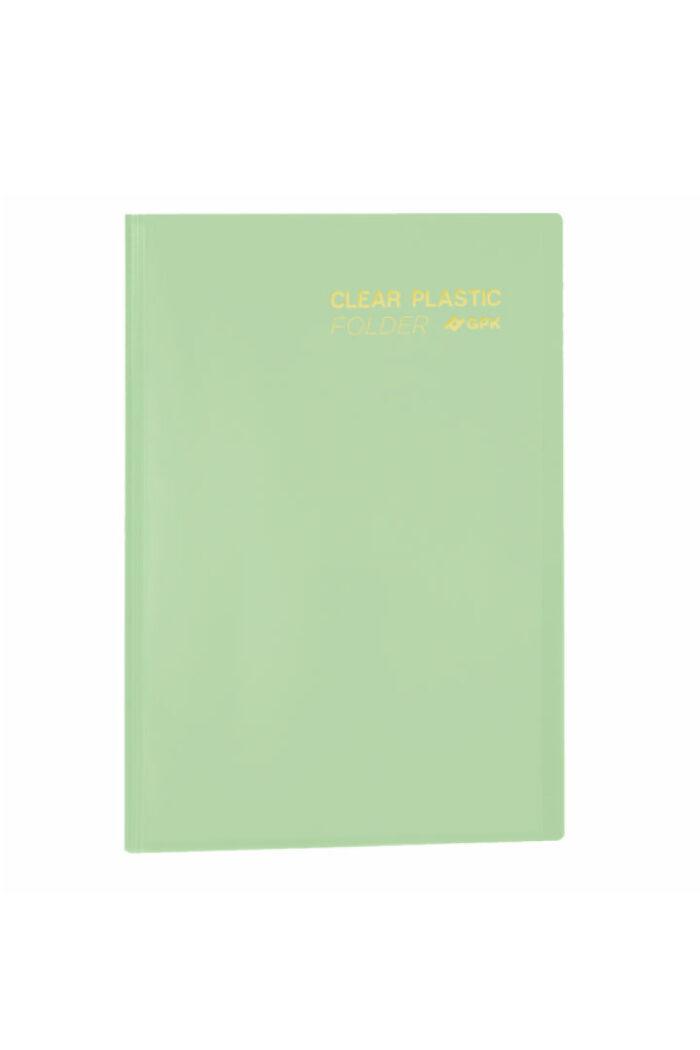 Pasta Catálogo PP A4 Clear Plastic Folder 20 Sacos Verde Chá