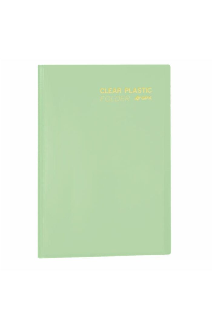 Pasta Catálogo PP A4 Clear Plastic Folder 20 Sacos Verde Chá
