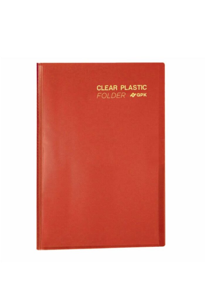 Pasta Catálogo PP A4 Clear Plastic Folder 50 Sacos Vermelho