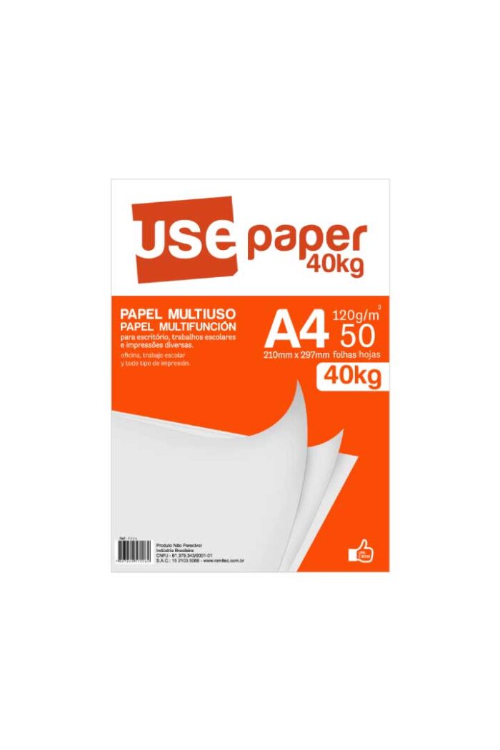 Papel A4 40 kg 120 GSM Sulfite Branco com 50 Folhas