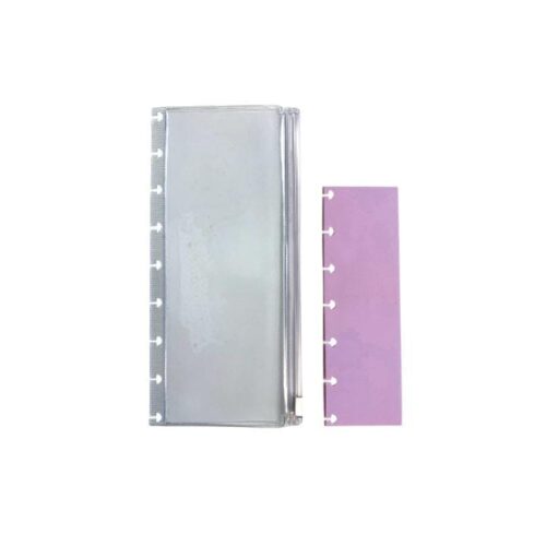 Kit Estojo e Régua Lilás para Caderno de Disco 8x21 cm Transparente PlastPark