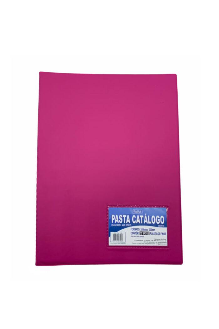 Pasta Catálogo PVC Ofício com Visor 50 Sacos Pink