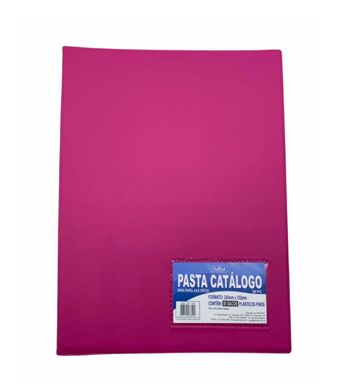 Pasta Catálogo PVC Ofício com Visor 50 Sacos Pink
